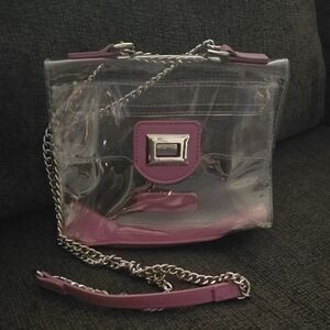 Steve Madden Clear Crossbody Bag with Pink and Silver Accents